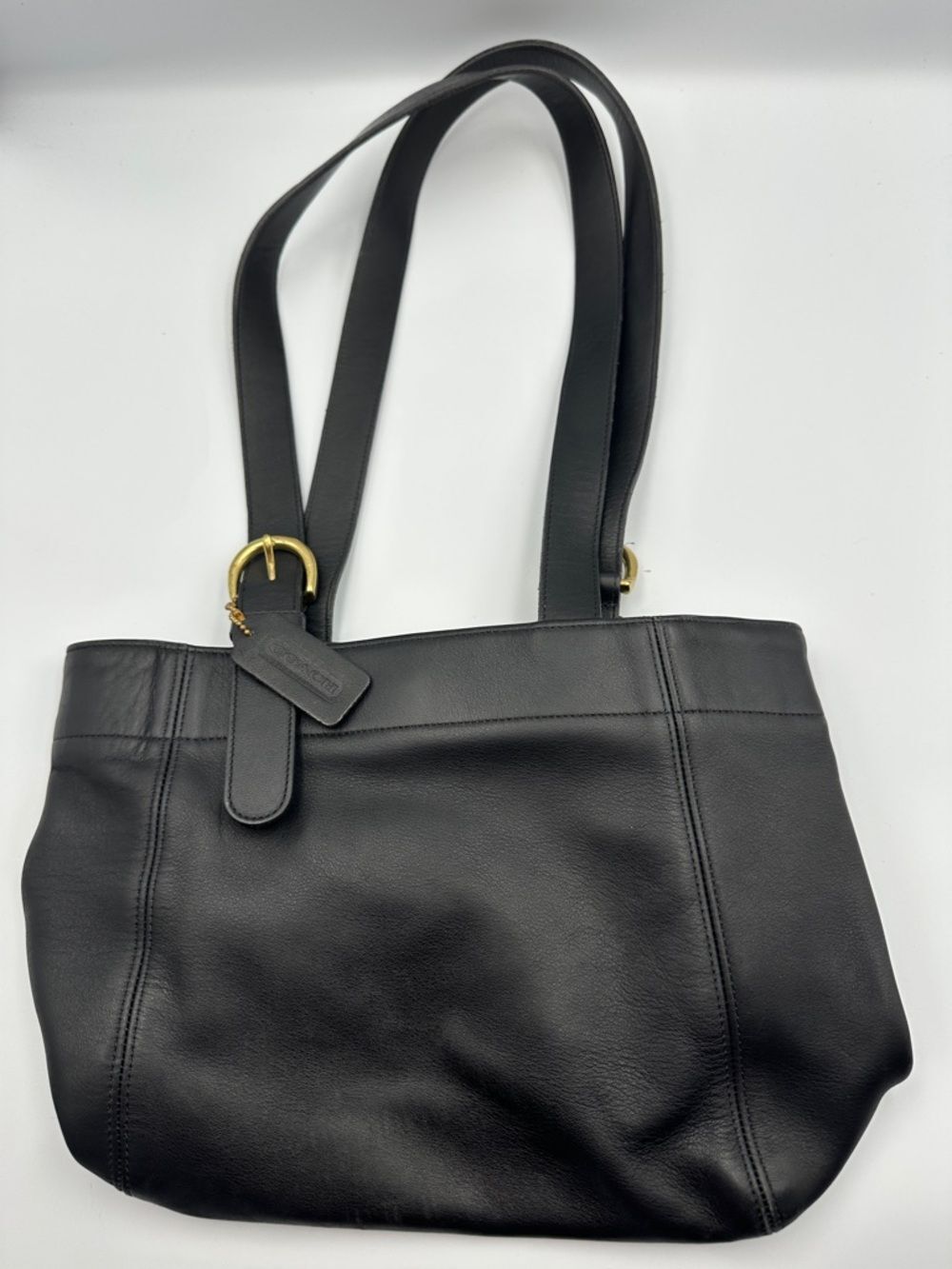 Vintage Coach 4157 Black Leather Tote Bag USA Made Legacy Zip Top Shoulder Purse